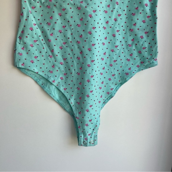 NWT Wild Fable Strap Bodysuit in Aqua Blue Floral Size S - Picture 8 of 17